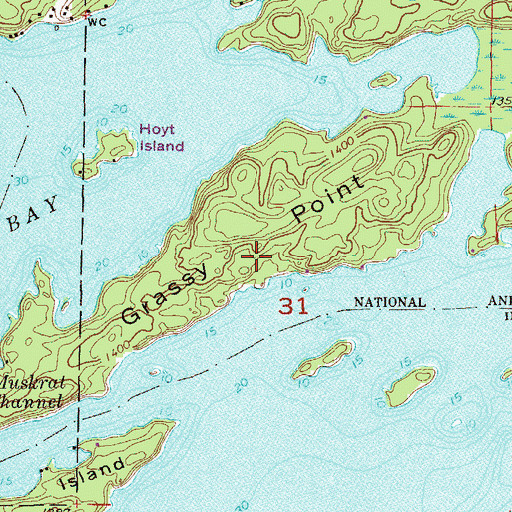 Topographic Map of Grassy Point, MN