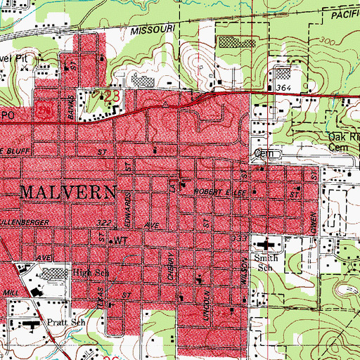 Topographic Map of Sharon Rose Missionary Baptist Church, AR