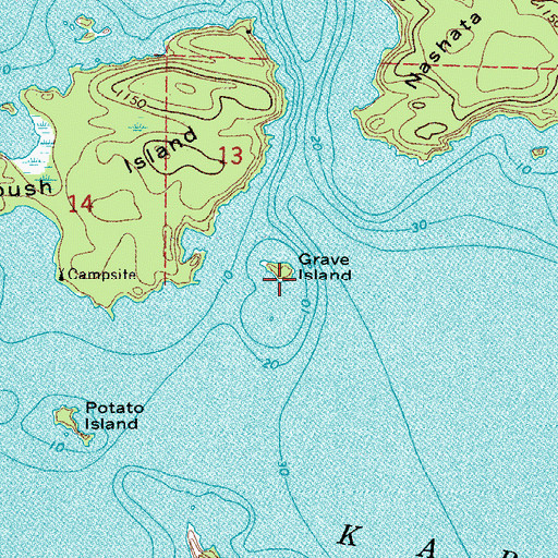 Topographic Map of Grave Island, MN