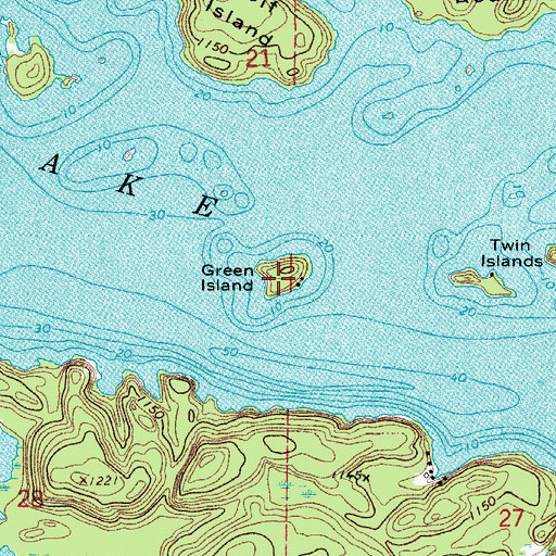 Topographic Map of Green Island, MN