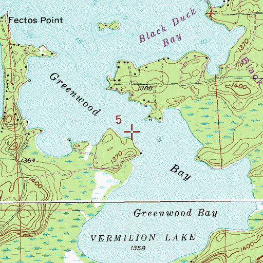 Topographic Map of Greenwood Bay, MN