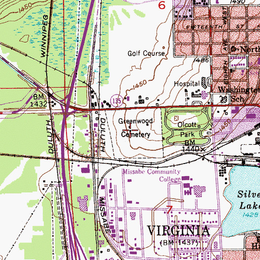 Topographic Map of Greenwood Cemetery, MN