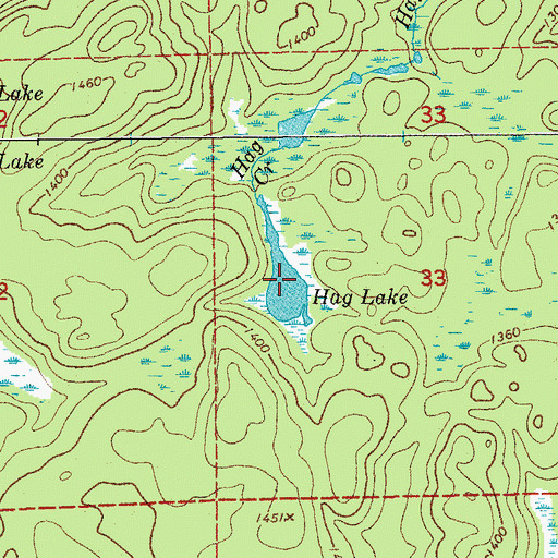Topographic Map of Hag Lake, MN