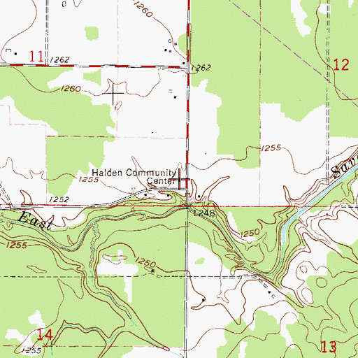Topographic Map of Halden Community Center, MN