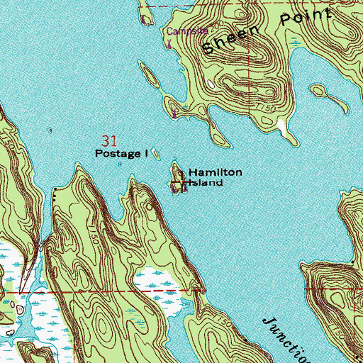 Topographic Map of Hamilton Island, MN