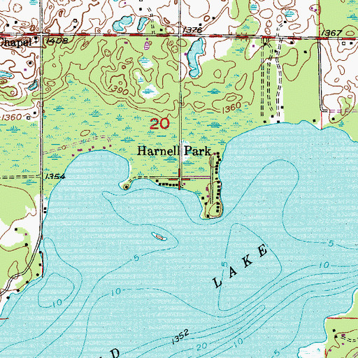 Topographic Map of Harnell Park, MN