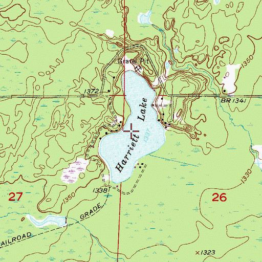 Topographic Map of Harriett Lake, MN