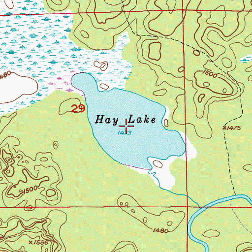 Topographic Map of Hay Lake, MN