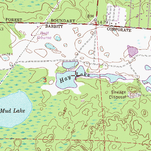Topographic Map of Hay Lake, MN
