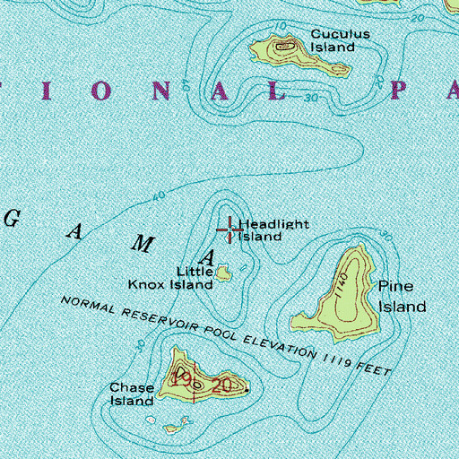 Topographic Map of Headlight Island, MN