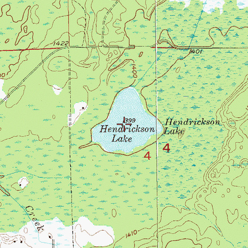 Topographic Map of Hendrickson Lake, MN