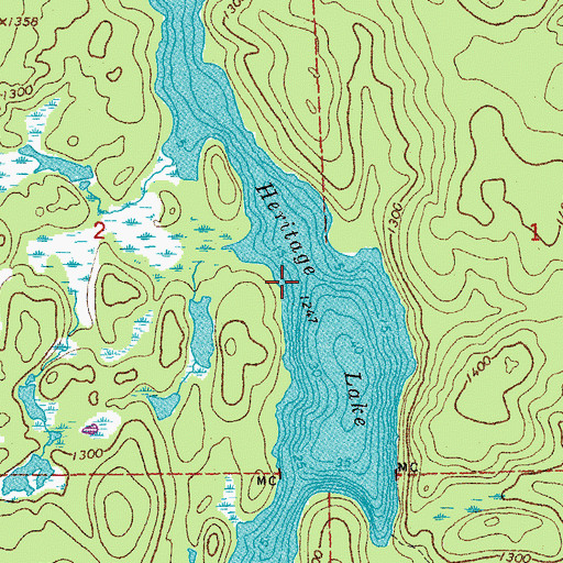 Topographic Map of Heritage Lake, MN
