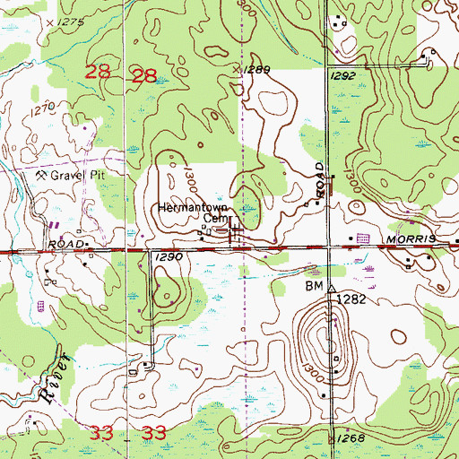 Topographic Map of Hermantown Cemetery, MN