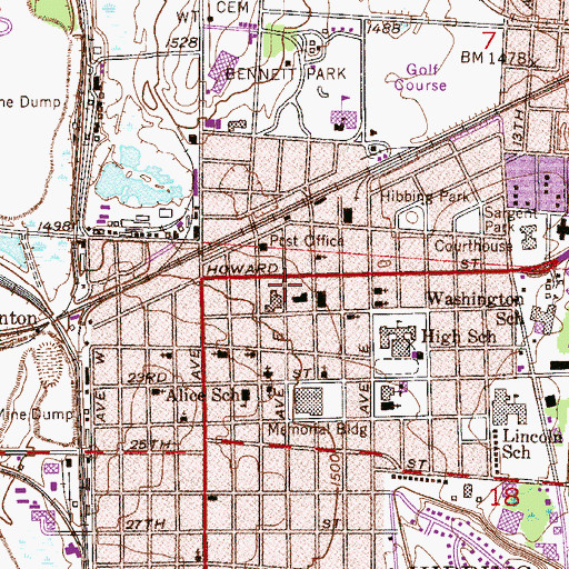 Topographic Map of Hibbing, MN