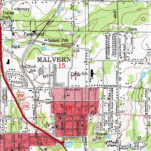 Topographic Map of Wilson Elementary School, AR