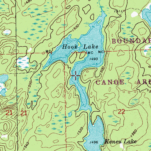 Topographic Map of Hook Lake, MN