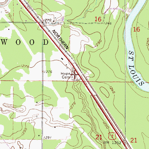 Topographic Map of Hope Cemetery, MN