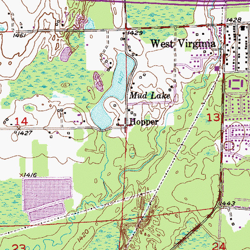Topographic Map of Hopper, MN