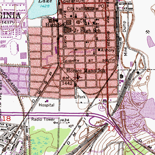 Topographic Map of Horace Mann School, MN