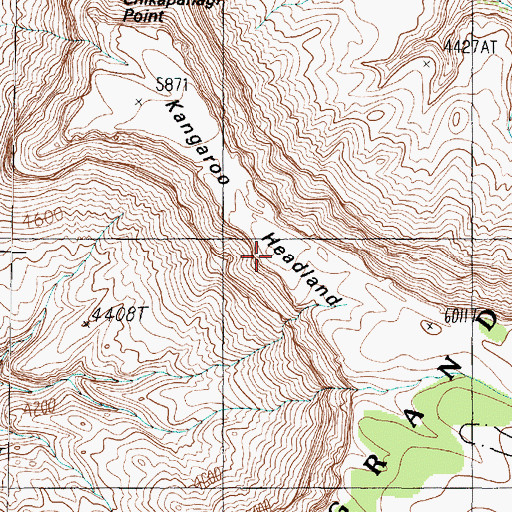 Topographic Map of Kangaroo Headland, AZ