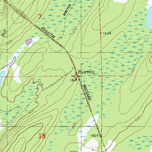 Topographic Map of Hornby, MN