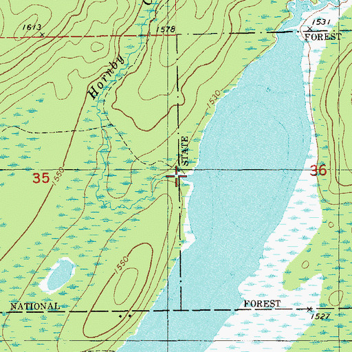 Topographic Map of Hornby Creek, MN