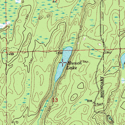Topographic Map of Hunch Lake, MN
