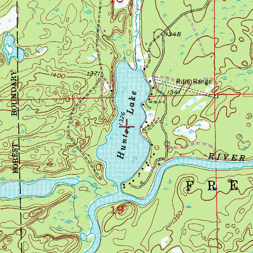 Topographic Map of Hunter Lake, MN