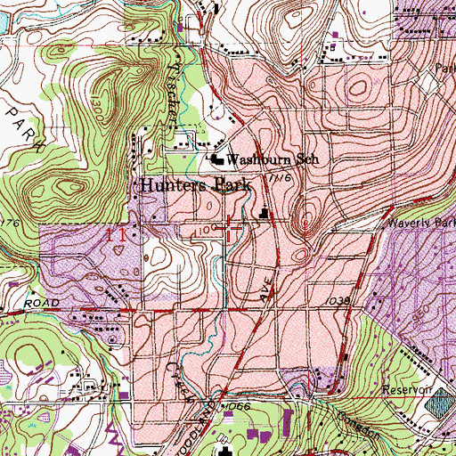 Topographic Map of Hunters Park, MN