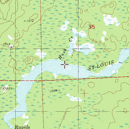 Topographic Map of Hush Creek, MN