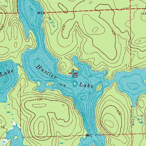 Topographic Map of Hustler Lake, MN