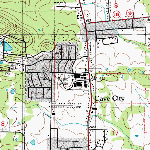 Topographic Map of Cave City Elementary School, AR