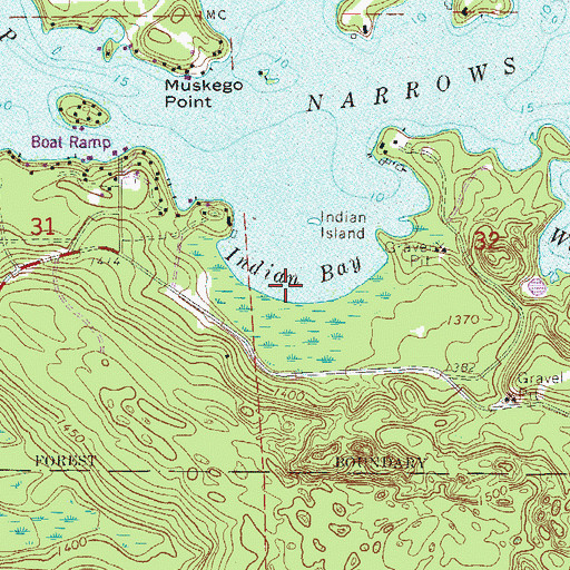 Topographic Map of Indian Bay, MN