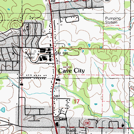 Topographic Map of Cave City High School, AR