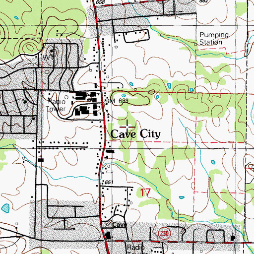 Topographic Map of Cave City High School, AR