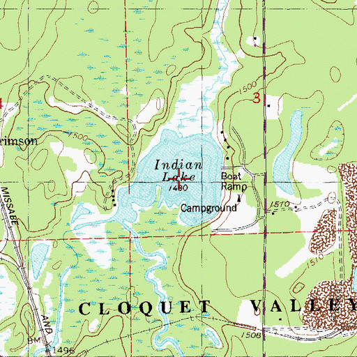Topographic Map of Indian Lake, MN