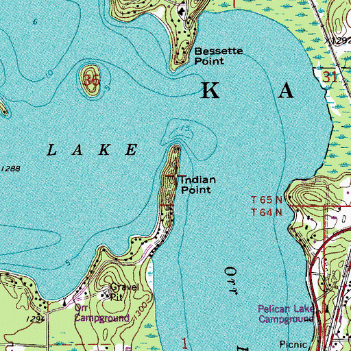 Topographic Map of Indian Point, MN