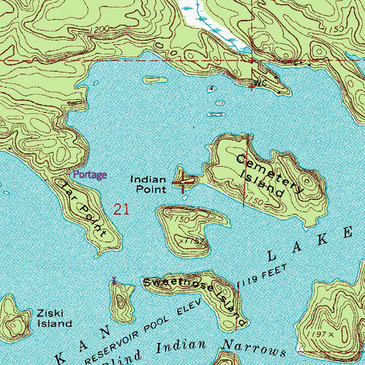 Topographic Map of Indian Point, MN