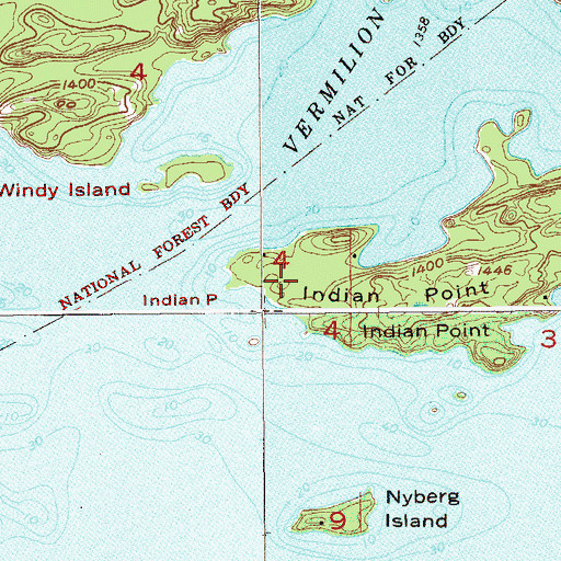Topographic Map of Indian Point, MN