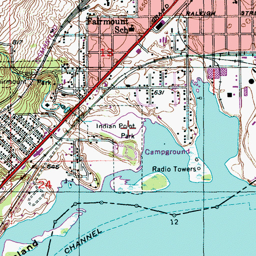 Topographic Map of Indian Point Park, MN