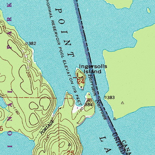 Topographic Map of Ingersolls Island, MN