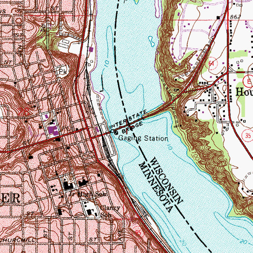 Topographic Map of Interstate Bridge, MN