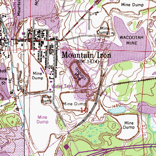 Topographic Map of Iroquois Mine, MN