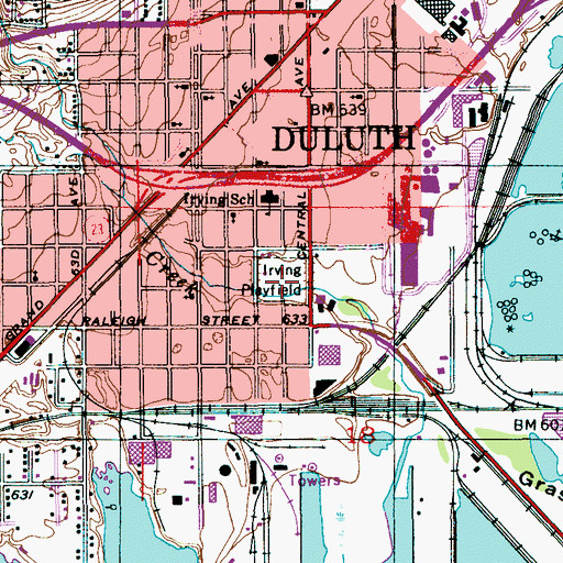 Topographic Map of Irving Playfield, MN