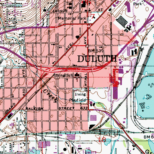 Topographic Map of Irving School, MN