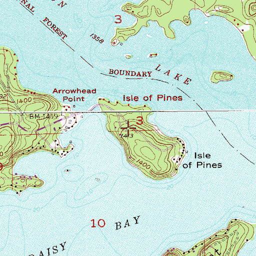 Topographic Map of Isle of Pines, MN
