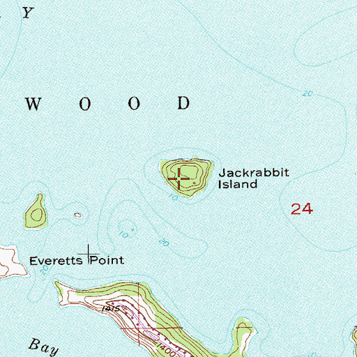 Topographic Map of Jackrabbit Island, MN