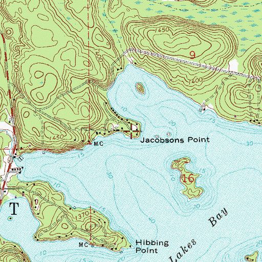 Topographic Map of Jacobsons Point, MN
