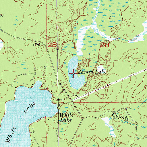 Topographic Map of James Lake, MN