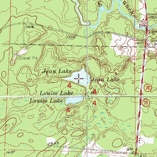 Topographic Map of Jean Lake, MN